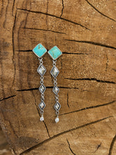 Load image into Gallery viewer, Turquoise & Pearl Diamond Studs- Large