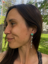 Load image into Gallery viewer, Turquoise & Pearl Diamond Studs- Large