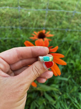 Load image into Gallery viewer, Sand Casted Turquoise Ring Size 8