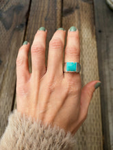 Load image into Gallery viewer, Turquoise Sand Cast Signet Size 7.25