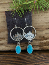 Load image into Gallery viewer, Mountainscape Turquoise Hoops
