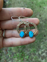 Load image into Gallery viewer, Turquoise &amp; Gold Hoops
