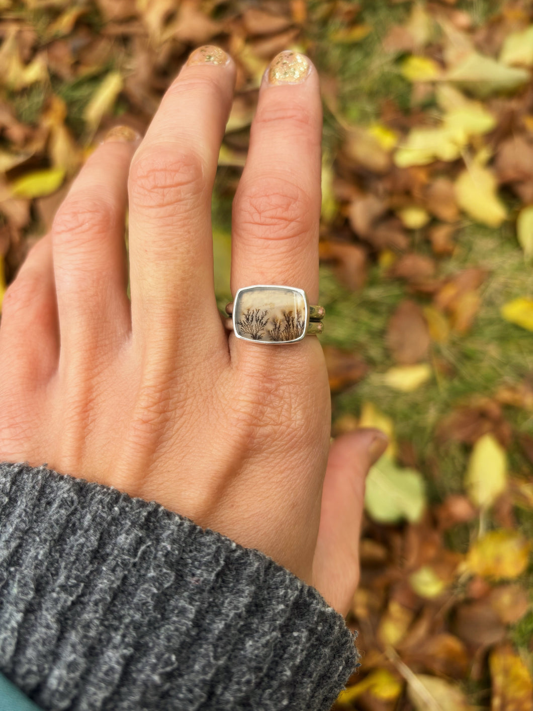 Dendritic Agate Ring Size 8