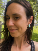 Load image into Gallery viewer, Turquoise &amp; Brass Hoop Studs
