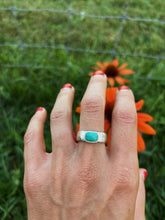 Load image into Gallery viewer, Sand Casted Turquoise Ring Size 8
