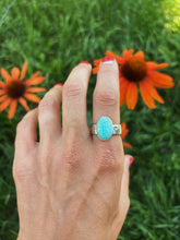 Load image into Gallery viewer, Sand Casted Turquoise Ring Size 8.75
