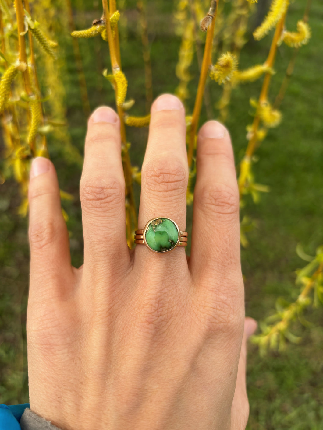 Turquoise and Goldfill Stacker Size 7