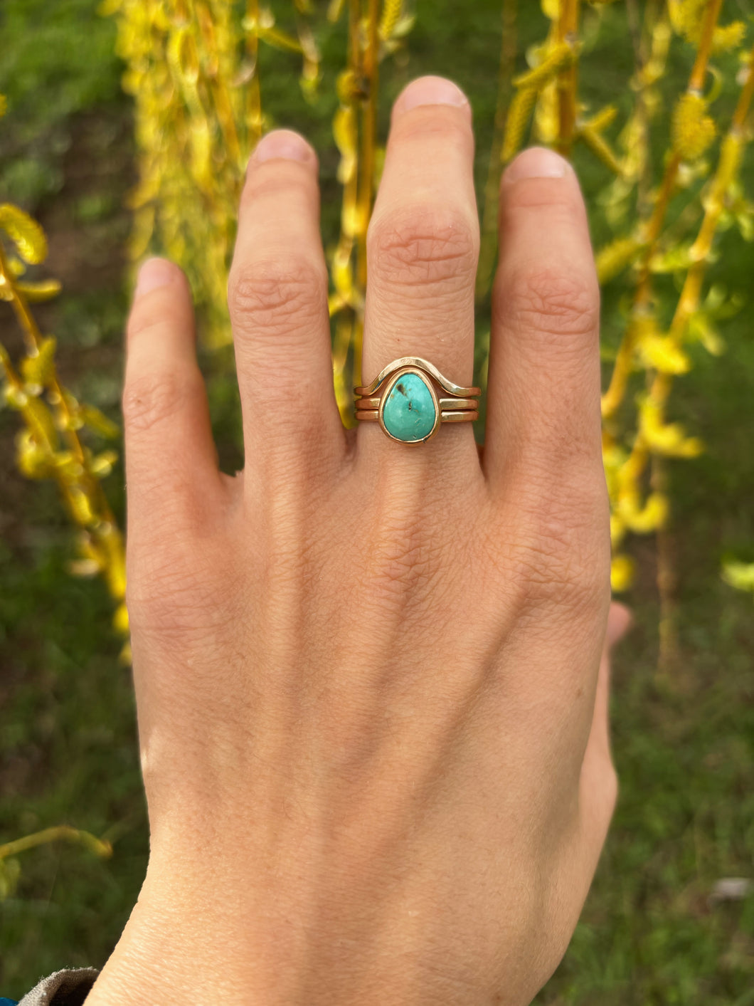 Turquoise & Goldfill Stacker Set Size 7.5
